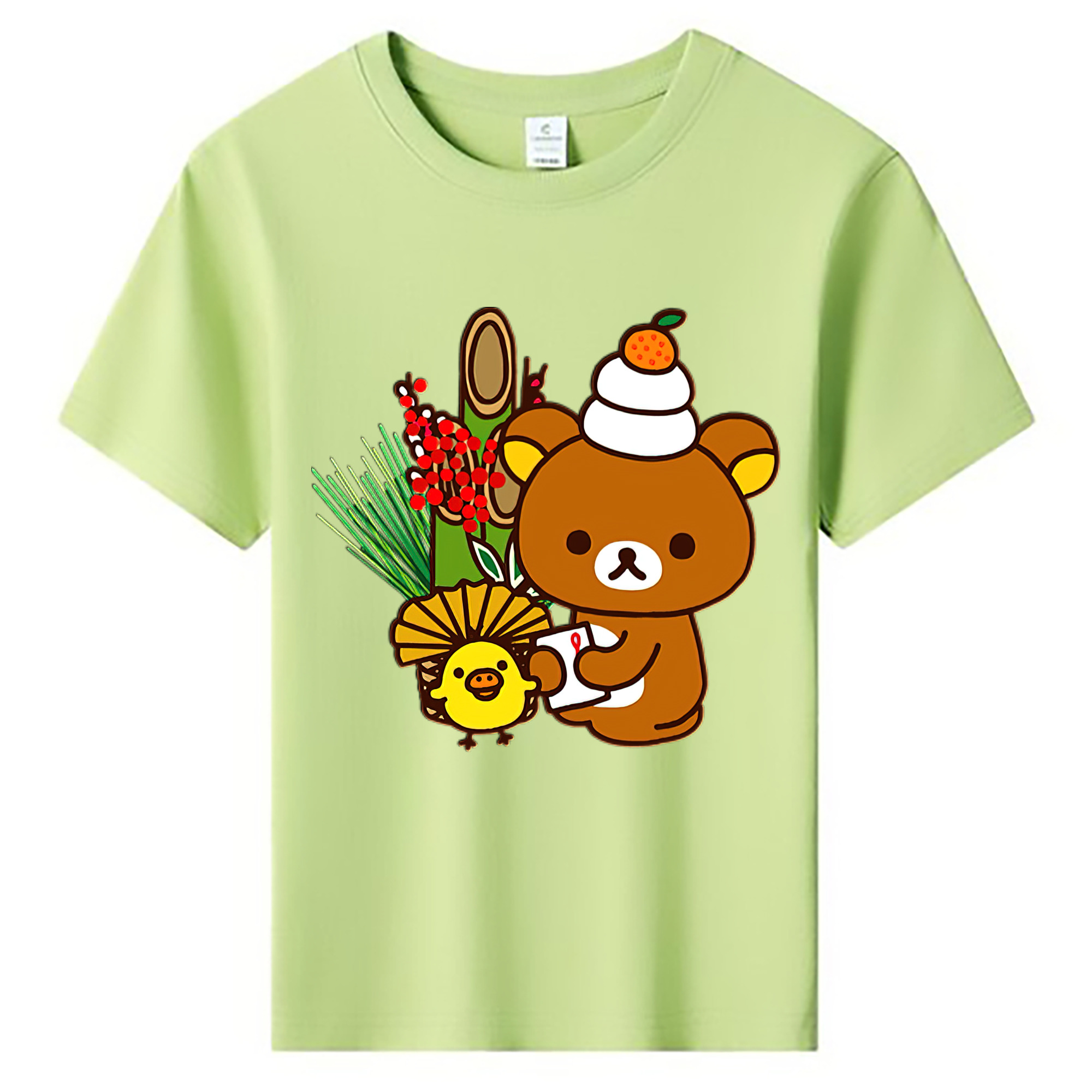 （画像用） リラックマ リラックマ キイロイトリ Rilakkuma Korilakkuma Kiiroitori 綿100％キッズTシャツ（フロントプリント）